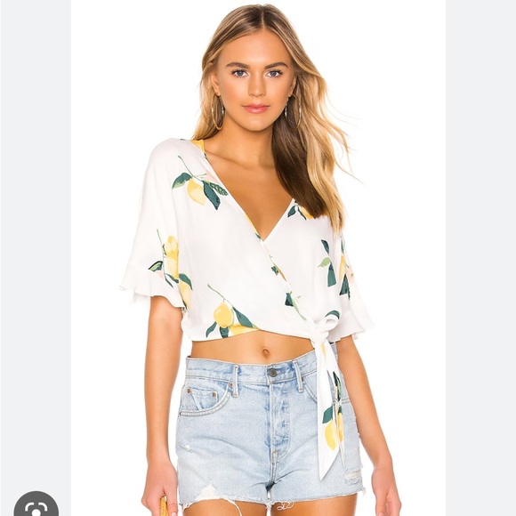 Rails Tops - Rails Athena Lemon Wrapped Crop Top In White Size XS